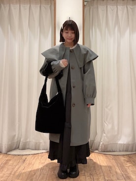 「ehka sopo（エヘカソポ）のアイテム（ダウンジャケット/コート）」を使った、akaneさん（レディース・152cm）の秋コーディネート