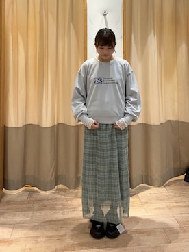 「Samansa Mos2 blue（サマンサモスモスブルー）のアイテム（スカート）」を使った、akaneさん（レディース・152cm）の春コーディネート