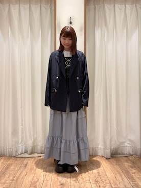 「ehka sopo（エヘカソポ）のアイテム（ノーカラージャケット）」を使った、akaneさん（レディース・152cm）の冬コーディネート