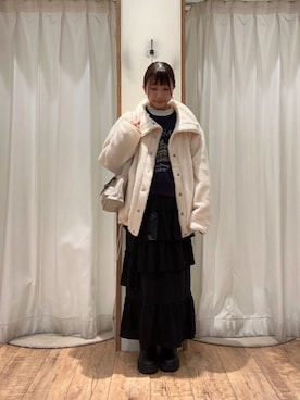 「ehka sopo（エヘカソポ）のアイテム（ブルゾン）」を使った、akaneさん（レディース・152cm）の冬コーディネート