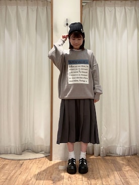 「ehka sopo（エヘカソポ）のアイテム（ニットキャップ/ビーニー）」を使った、akaneさん（レディース・152cm）の冬コーディネート
