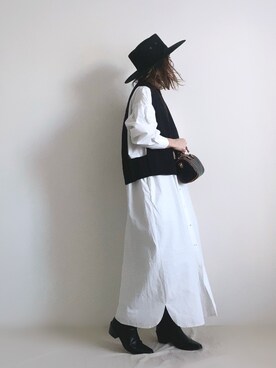 「ベスト×ワンピース」｜ki._.styleさん（レディース・154cm）の冬コーディネート