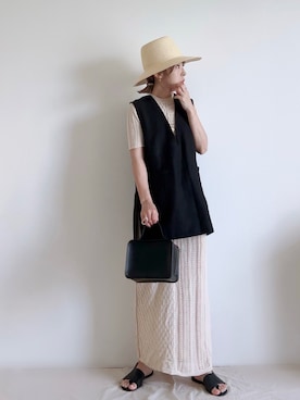 「UR'S（ユアーズ）のアイテム（ベスト）」を使った、ki._.styleさん（レディース・154cm）の夏コーディネート