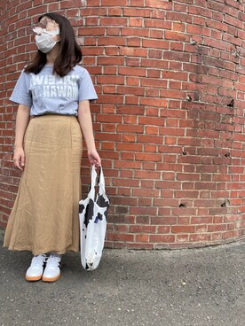 「CIAOPANIC（チャオパニック）のアイテム（スカート、ベージュ系）」を使った、Nannaさん（レディース・158cm）の夏コーディネート