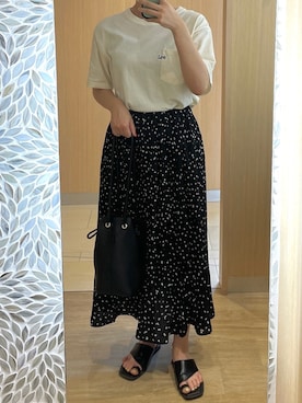 「Lee（リー）のアイテム（Tシャツ/カットソー）」を使った、たるとさん（レディース・157cm）の夏コーディネート
