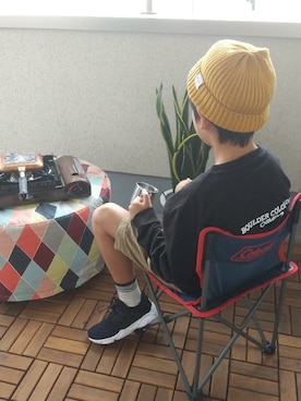 「B:MING by BEAMS（ビーミングバイビームス）のB:MING by BEAMS / リブ ワッチキャップ（ニットキャップ/ビーニー）」を使った、D&Aさん（キッズ・140cm）の秋コーディネート
