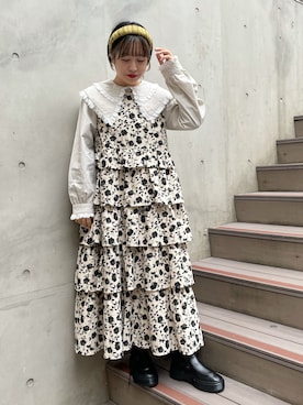 「merry jenny（メリージェニー）のアイテム（ジャンパースカート）」を使った、merry jenny 原宿店さん（レディース・153cm）の冬コーディネート