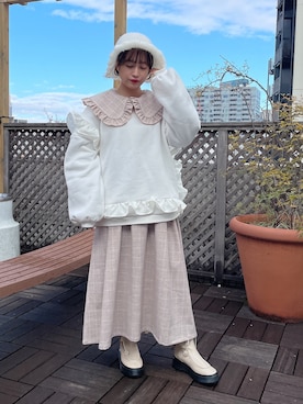 「アイテム（ワンピース、ピンク系）」を使った、merry jenny 原宿店さん（レディース・153cm）の冬コーディネート