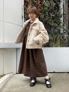 「merry jenny（メリージェニー）のアイテム（カバーオール）」を使った、merry jenny 原宿店さん（レディース・153cm）の秋コーディネート