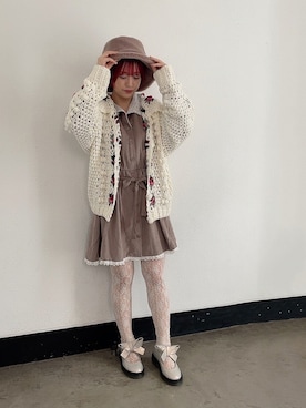 「アイテム（ハット、ピンク系）」を使った、merry jenny 原宿店さん（レディース・153cm）の秋コーディネート