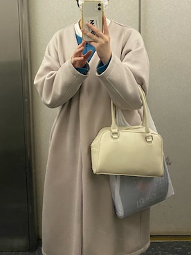 「GU（ジーユー）のアイテム（ノーカラーコート）」を使った、ゆさん（レディース・170cm）の秋コーディネート