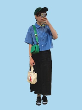 「しまむら（シマムラ）のアイテム（デニムスカート）」を使った、sugarさん（レディース・166cm）の秋コーディネート