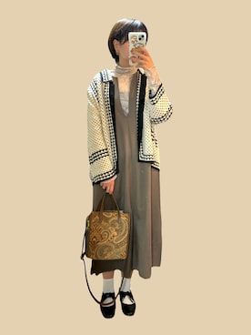 「重ね着ベストシーズン」｜「アイテム（ジャンパースカート）」を使った、sugarさん（レディース・166cm）の秋コーディネート
