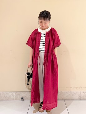 「スカラップ」｜「アイテム（ワンピース）」を使った、ワカナ︎☺︎さん（レディース・154cm）の夏コーディネート