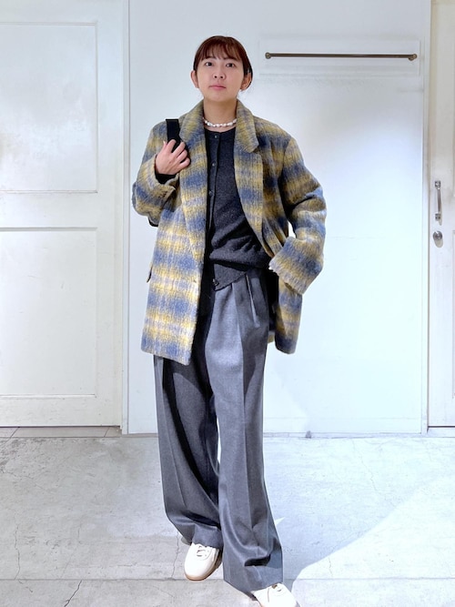 カシミヤクルーネックニットカーディガン