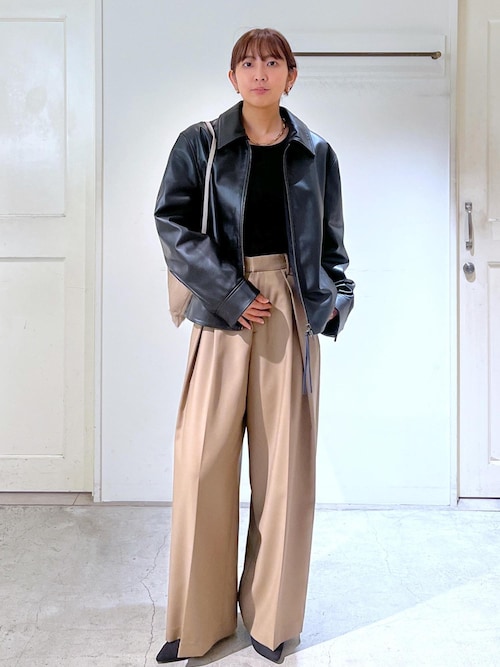 【新品タグ付き】ジップアップペプラムレザーブルゾン Mサイズ ジップアップペプラムレザーブルゾン | prose verse(プロズ