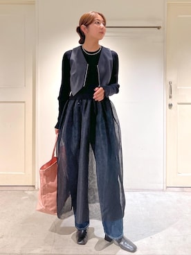 「Americana」｜「アイテム（デニムパンツ）」を使った、EBATAさん（レディース・162cm）の秋コーディネート