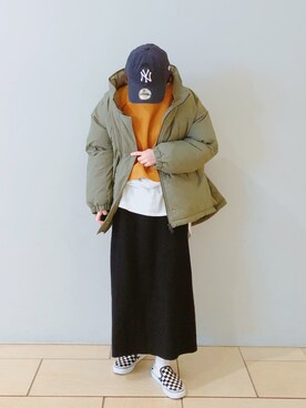 「RAGEBLUE（レイジブルー）のアイテム（キャップ）」を使った、mamekkoさん（レディース・150cm）の冬コーディネート