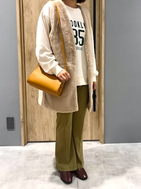 「ファーベスト」｜「アイテム（スウェットパンツ）」を使った、もっちさん（レディース・154cm）の秋コーディネート