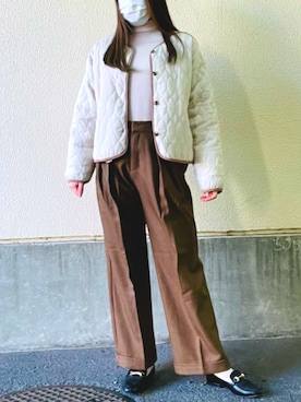 「しまむら（シマムラ）のアイテム（ノーカラーコート）」を使った、shi_naroさん（レディース・161cm）の冬コーディネート