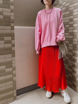 「ロンクスカート」｜「アイテム（スウェット）」を使った、GUCCIさん（レディース・167cm）の秋コーディネート