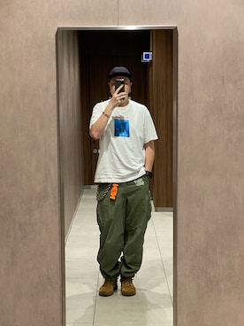 「RICHARDSON（リチャードソン）のアイテム（Tシャツ/カットソー）」を使った、Hirokazu Taninoさん（メンズ・180cm）の夏コーディネート
