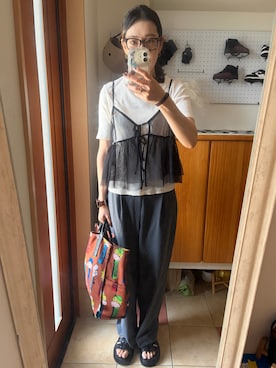 「ear PAPILLONNER（イアパピヨネ）のアイテム」を使った、marie52さん（レディース・171cm）の夏コーディネート