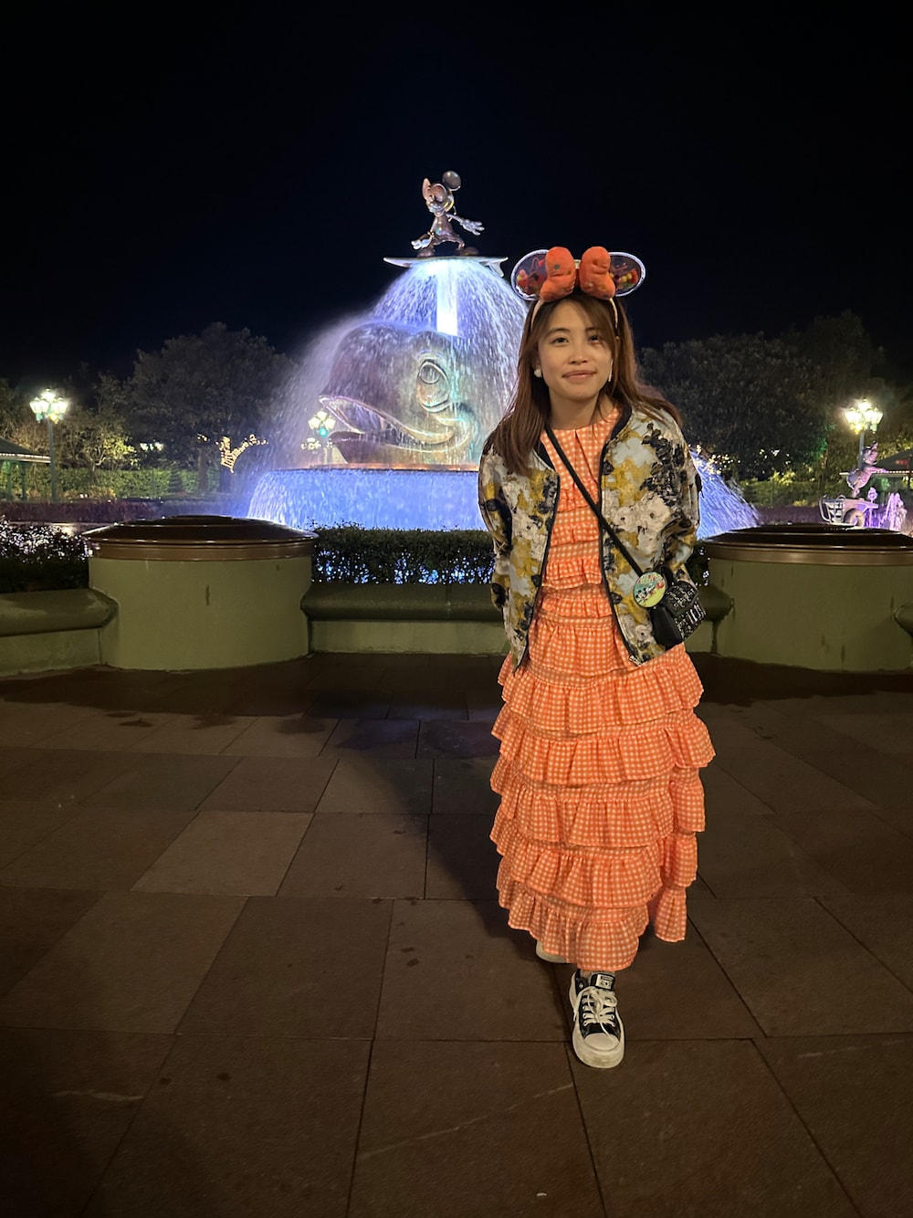 「Candy StripperのMY SWEETIE ドレス（ワンピース、オレンジ系）」を使った、Koharu Sakuraiさん（レディース・155cm）の夏コーディネートの1枚目の写真