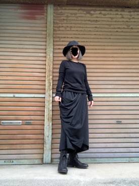 「Yohji Yamamoto（ヨウジヤマモト）のアイテム（ブーツ）」を使った、ふけみんさん（レディース・154cm）の春コーディネート