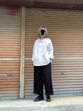 「Yohji Yamamoto（ヨウジヤマモト）のアイテム（スリッポン）」を使った、ふけみんさん（レディース・154cm）の秋コーディネート