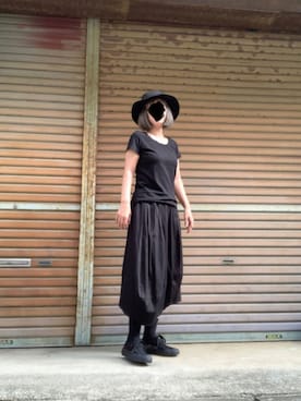 「Yohji Yamamoto（ヨウジヤマモト）のアイテム（スリッポン）」を使った、ふけみんさん（レディース・154cm）の夏コーディネート