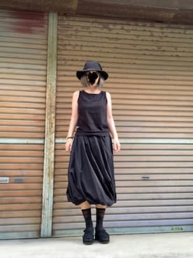 「45R」｜「アイテム（帽子）」を使った、ふけみんさん（レディース・154cm）の夏コーディネート