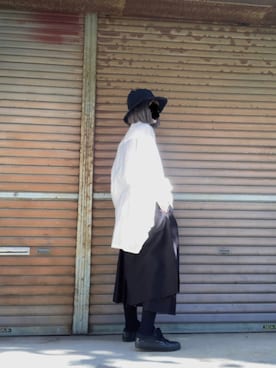 「Yohji Yamamoto（ヨウジヤマモト）のアイテム（スリッポン）」を使った、ふけみんさん（レディース・154cm）の夏コーディネート
