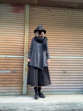 「Yohji Yamamoto（ヨウジヤマモト）のアイテム（スリッポン）」を使った、ふけみんさん（レディース・154cm）の秋コーディネート