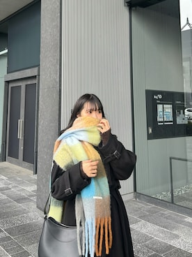 「チェックマフラー」｜「アイテム（ジャケット/アウター）」を使った、mizukiさん（レディース・159cm）の冬コーディネート