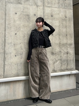 「アイテム（ベルト）」を使った、mizukiさん（レディース・159cm）の秋コーディネート