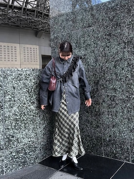 「RODE SKO（ロデスコ）のヨコナガボストンバッグ（ボストンバッグ）」を使った、mizukiさん（レディース・159cm）の秋コーディネート