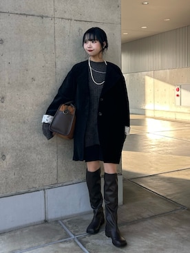 「アイテム（ボストンバッグ）」を使った、mizukiさん（レディース・159cm）の秋コーディネート