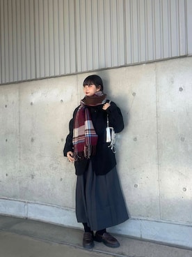 「冬の差し色コーデ」｜「アイテム（ワンピース/ドレス）」を使った、mizukiさん（レディース・159cm）の冬コーディネート