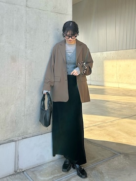 「アイテム（シュシュ）」を使った、mizukiさん（レディース・159cm）の秋コーディネート