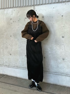 「アイテム（ローファー）」を使った、mizukiさん（レディース・159cm）の冬コーディネート