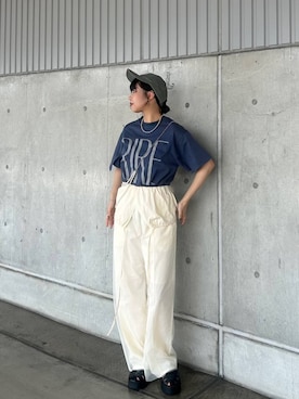 「アイテム（オールインワン・サロペット、ホワイト系）」を使った、mizukiさん（レディース・159cm）の夏コーディネート