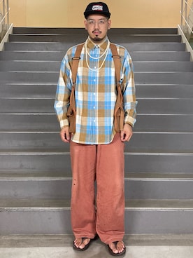 「ABU GARCIA（アブ・ガルシア）のアイテム（帽子）」を使った、菅原 大翔さん（メンズ・173cm）の夏コーディネート