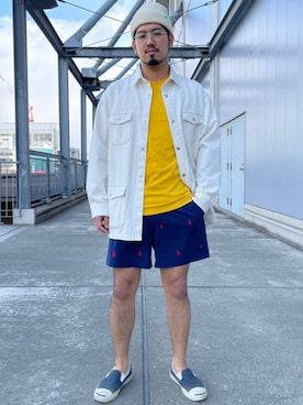「アイテム（ニットキャップ/ビーニー、ホワイト系）」を使った、菅原 大翔さん（メンズ・173cm）の春コーディネート