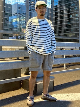 「Eddie Bauer（エディーバウアー）のアイテム（パンツ）」を使った、菅原 大翔さん（メンズ・173cm）の夏コーディネート