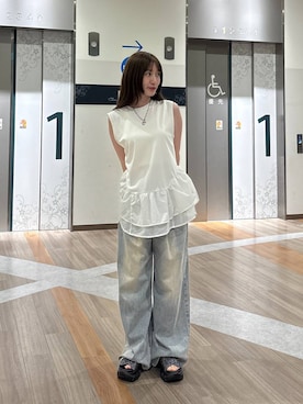 「JEANASIS（ジーナシス）のアイテム（サンダル）」を使った、mireiさん（レディース・159cm）の夏コーディネート