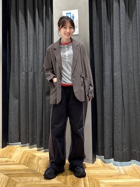 「JEANASIS（ジーナシス）の【抗菌防臭テープ付き】キリカエボリュームローファー/573242（ローファー、ブラック系）」を使った、mireiさん（レディース・159cm）の春コーディネート