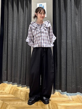 「JEANASIS（ジーナシス）のクロッグローファー/638847（ローファー、ブラック系）」を使った、mireiさん（レディース・159cm）の春コーディネート