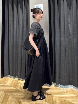 「eL（エル）の【eL】Gurkha Flat Shoes/644074（サンダル、ブラック系）」を使った、mireiさん（レディース・159cm）の春コーディネート