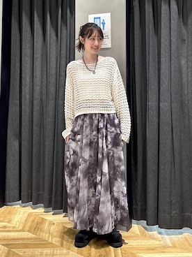 「JEANASIS（ジーナシス）のグロッシハート2レンネックレス/599405（ネックレス、ブラック系）」を使った、mireiさん（レディース・159cm）の春コーディネート